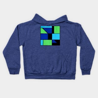 Blue Green Geometric Abstract Acrylic Painting III Kids Hoodie